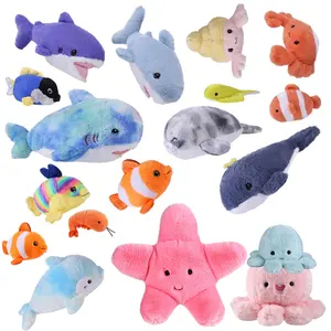 Promotion octopus sea star animal fish stuffed animal toys bulk custom soft peluches stuffed animal mini plush toy for kids