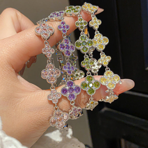 สร้อยข้อมือลายดอกโคลเวอร์ประดับเพทายสีทองแดง สไตล์ฤดูร้อน ดีไซน์เก๋ เสริมโชคดี เหมาะเป็นของขวัญสำหรับแฟนสาวและงานปาร์ตี้ - Product Image 5