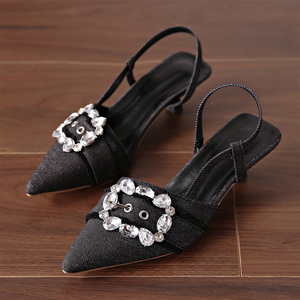 Nuove eleganti <span class=keywords><strong>scarpe</strong></span> da <span class=keywords><strong>donna</strong></span> con sandali in <span class=keywords><strong>Denim</strong></span> strass a punta taglie forti da <span class=keywords><strong>donna</strong></span> con tacchi bassi - Product Image 3