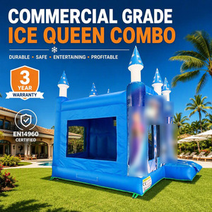 Château gonflable sur le thème de <span class=keywords><strong>la</strong></span> glace avec toboggan, motif neige bleue d'hiver, château de saut pour les fêtes d'enfants et <span class=keywords><strong>la</strong></span> location commerciale - Product Image 2