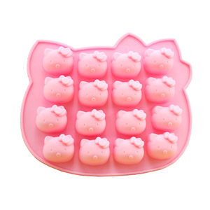 Kitty Cat Pink Silicone Mold 16 Cavity For Chocolate Cake Soap Baking Reusable Food Safe Flexible Oven Safe - Product Image 2
