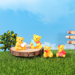 Miniature Teddy <b>Bear</b> Figurines Resin Garden Ornaments Indoor Outdoor Decor <b>Cute</b> Animal Shape Painted Craft - Product Image 1