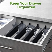 Diviseurs de tiroirs extensibles en bambou, organisateurs ajustables pour ustensiles de cuisine, chambre, bureau, rangement de tiroirs, vente en gros, OEM, personnalisé