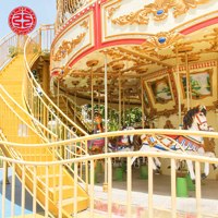 Parc d'attractions Manèges Thème européen 36 sièges Double couche Carrousel Merry Go Round Double Decker Carrousel Fun Fair Rides à vendre