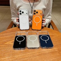 Funda Magnética Transparente Oficial con Caja para iPhone 18 Pro 17 16 15 Pro, Funda Magnética Transparente para iPhone, para Samsung S26