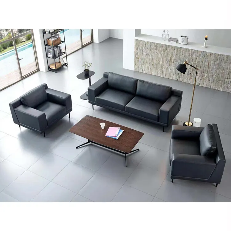 Moderne design möbel 3 sitzer leder schnitts freizeit büro sofa für boss büro