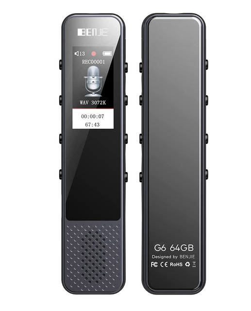 Mini Smart Digital Voice Recorder with Music Function WAV MP3 Format Voice Activated Wireless Phone Recording 16GB-128GB Storage
