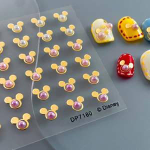 Pour Disney Pearl <span class=keywords><strong>Mickey</strong></span> Nail Decor Non Toxique Peel-Stick 3D En Plastique Charmes En Forme De Coeur Manucure Peau Décor Conte De Fées Carnaval - Product Image 2