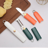 Couteau à éplucher les fruits à double fonction Portable couteau à éplucher les fruits en acier inoxydable à double tête pour la cuisine ensemble de couteaux à fruits 2 en 1