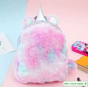 Mochila Escolar de Felpa para Niñas, Diseño de Unicornio, Color Rosa, para Viajes, Linda Mochila Infantil con Adorno de Unicornio, Moda 2020 - Product Image 3