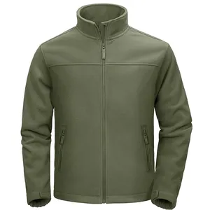 Custom Logo Mens Polar Fleece Jacket with Zipper Pockets Full Zip 100% polyester Casual Jacket Coat
