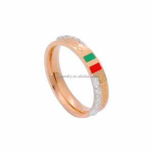 Anillo de acero inoxidable con circonita chapada en oro para mujer, anillo multicolor con diamantes