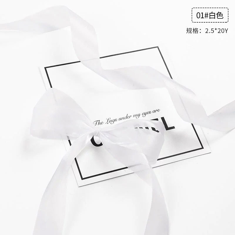 Ruban de soie blanc 2,5 cm 1 yard (100 yards/rouleau)