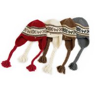 Bonnets personnalisés style nordique Fair Isle, tricotés avec cache-oreilles, pompons tressés, en fil épais, chaud et doux, pour l'extérieur et l'hiver