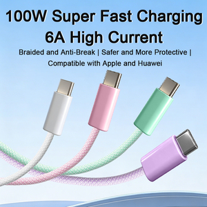 Cable USB C a USB C Trenzado Colorido Macar con Carga Rápida PD de 60 W y 12 Meses de Garantía para Teléfono Móvil - Product Image 1