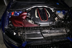 13-20ท่อไอดีคาร์บอนแห้งของแท้สีแดงดำที่มีประสิทธิภาพสำหรับ S6 Audi S7 C7 4.0T GTR ท่อไอดีเครื่องยนต์รุ่นพิเศษ - Product Image 3