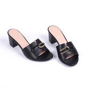 Net red flip-flops women's high heels summer fashion all-in-one sandals chunky heels outside wear mid-heels flip-flops