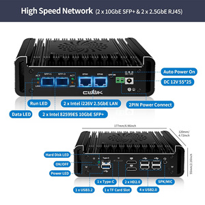 Mini <span class=keywords><strong>PC</strong></span> Pare-feu CWWK N150 2 x 82599ES 10G SFP+ 2 x i226V 2.5GbE Lan Micro Appareil Routeur OPNsense Matériel Informatique pour Laboratoire Domestique - Product Image 3