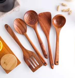 Kitchen 6-Piece <b>Wooden</b> Spoons Teak <b>Wooden</b> <b>Utensil</b> Non-Stick <b>Wooden</b> <b>Cooking</b> <b>Utensils</b> - Product Image 4