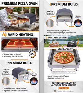 Four à pizza au propane <span class=keywords><strong>en</strong></span> acier inoxydable de 20 pouces, appareil à pizza au gaz portable pour le camping, les rassemblements <span class=keywords><strong>en</strong></span> plein air et les barbecues - Product Image 4