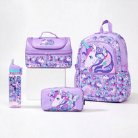 Set Tas Sekolah Anak Lucu 4 in 1 untuk Anak SD, Termasuk Tas Ransel, Tas Makan Siang, Kotak Pensil & Botol Minum untuk Siswa SD