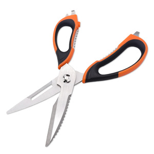 <b>Kitchen</b> <b>Scissors</b> Stainless Steel Orange And Black Straight Head Multi Functional For Meat Bone Cutting Home Use - Product Image 2