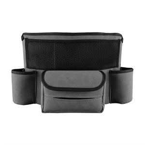 Sac de rangement pour console centrale de voiture, organisateur multifonctionnel en cuir avec porte-gobelets pour l'intérieur de la voiture, noir, gris, bleu, marron - Product Image 5