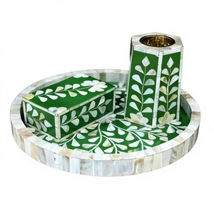 Juego de Bandeja para Quemador de Incienso con Incrustaciones de Hueso Craft Valley AK-363 - Decoración Duradera y Personalizable para el Hogar con Fragancia Árabe para Todas las Temporadas - Product Image 1