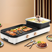Olla Eléctrica y Parrilla BBQ 2 en 1 Moreland MagiCook 2026, Sin Humo, para Interiores, Shabu Shabu, con Control de Temperatura Dual Independiente