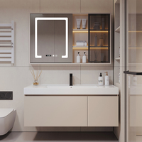 Miroir de salle de bain intelligent à LED en bois massif au design moderne, vente directe usine, commande tactile, anti-buée, à suspendre au mur
