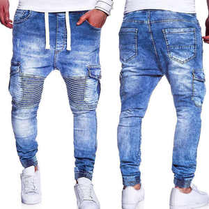 Nuovi Jeans Cargo Biker Gotici da Uomo 2026, Vestibilità Slim, Vita Media, Denim Elasticizzato, <span class=keywords><strong>Pantaloni</strong></span> Jogger Sportivi Streetwear Casual per Uso Quotidiano e Feste - Product Image 2