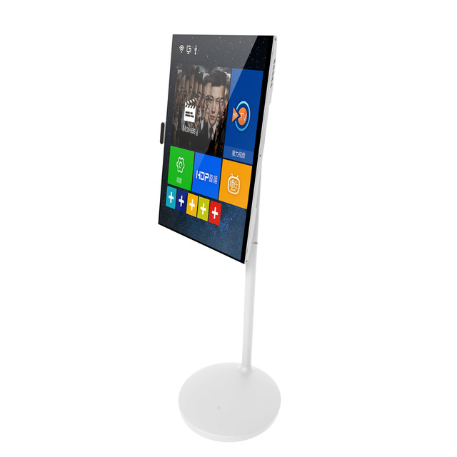 New Design Built-in Battery TV 27 Inch 8+128GB Full HD 1080p White Smart Portable on Wheels Portable Rotatab