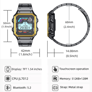 Reloj Inteligente con Asistente de Voz IA OEM, Pantalla Grande de 1.54 Pulgadas, Correa de Acero, Batería de Larga Duración, Llamadas por BT, Monitor de Salud para Hombres y Mujeres - Product Image 4