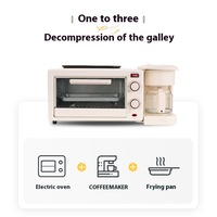 Machine à petit-déjeuner multifonction 3-en-1 avec boîtier en aluminium et contrôle numérique : poêle, cafetière et four grille-pain domestique