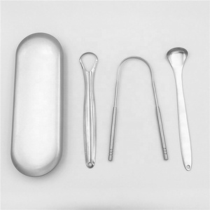 Oferta Especial: Juego de 3 Raspadores de Lengua de Acero Inoxidable Dorado para Higiene Bucal - Product Image 3