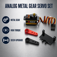 Servo RC Analog Metal Gear dengan Mount Aluminium 15T Arm Set Suku Cadang Upgrade Cocok untuk Mobil Crawler 1/24