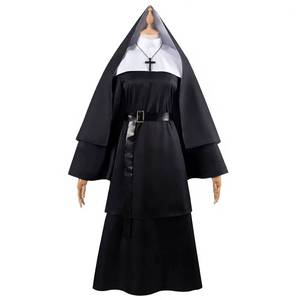 Disfraz de Monja para Mujer con Velo, Poliéster, Traje Religioso para Cosplay, Fiesta de Halloween, Juego de Roles, Actuación en Cine y Escenario - Product Image 2