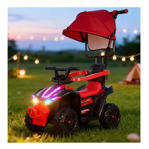 Voiture à pédales Music Beam à double propulsion, alimentée par batterie, en plastique, avec grande autonomie de braquage, design jaune, renforcée pour 3-12 ans - Product Image 4