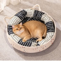 Nid pour chat en coton tissé, écologique, résistant aux griffures, amovible, lavable, design fermé, lit pour chien et chat, utilisable en toutes saisons