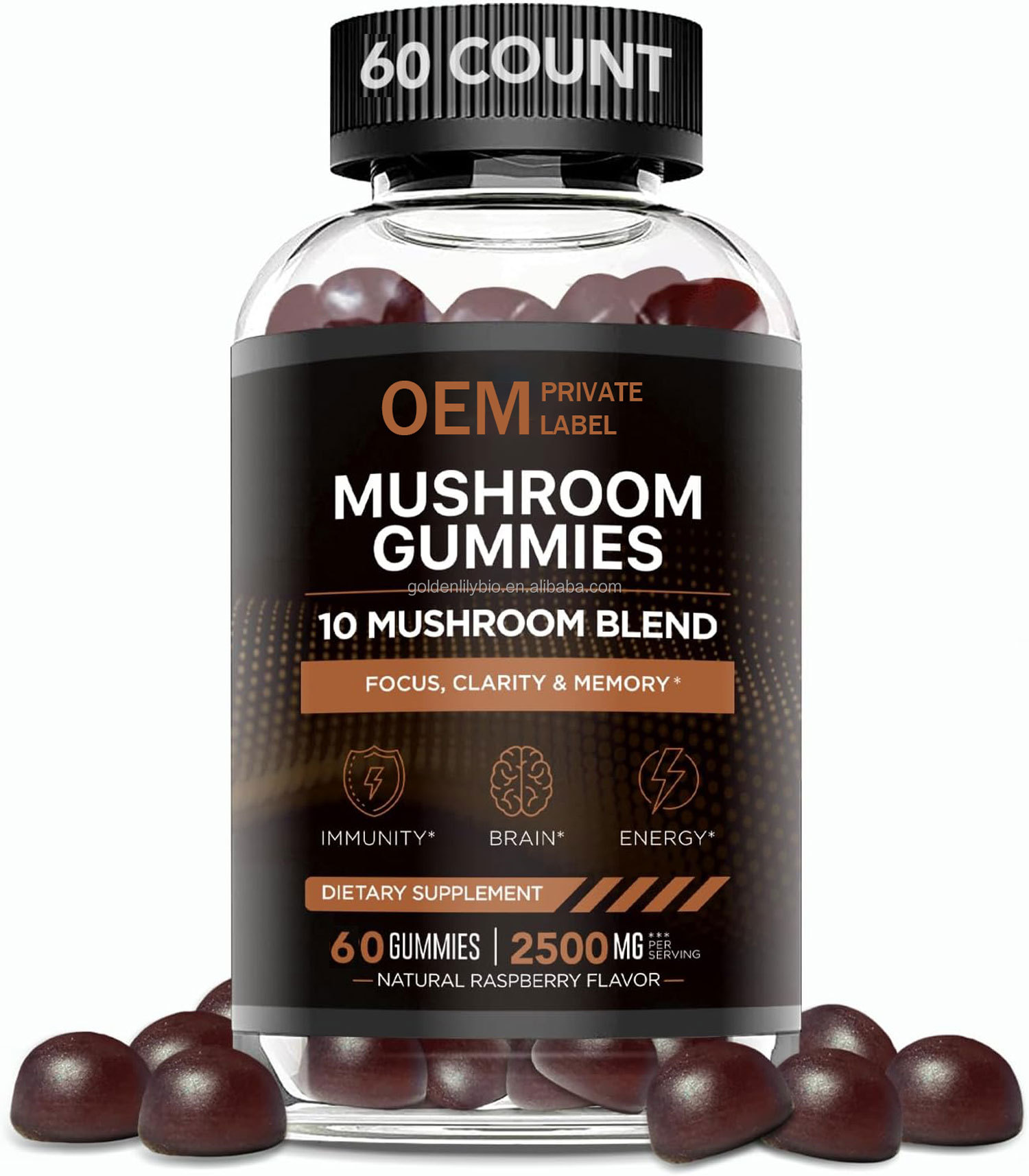 Private Label Mushroom Gummies Improve Immnue Lions Mane Complex Mushroom Extract Supplements Gummies for Focus and Memory