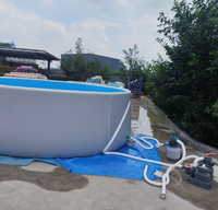Aufblasbarer Runder PVC-Pool 5mm Dick Tragbarer Kinder-Schwimmpool Geeignet für Familie Drinnen Draußen Garten Sommer