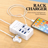 Multiprise 3 ports USB-A 3 ports USB-C, station de charge rapide 3A PD, sortie 35W, chargeur de téléphone portable pour appareil photo, tête de charge multi-ports 35W