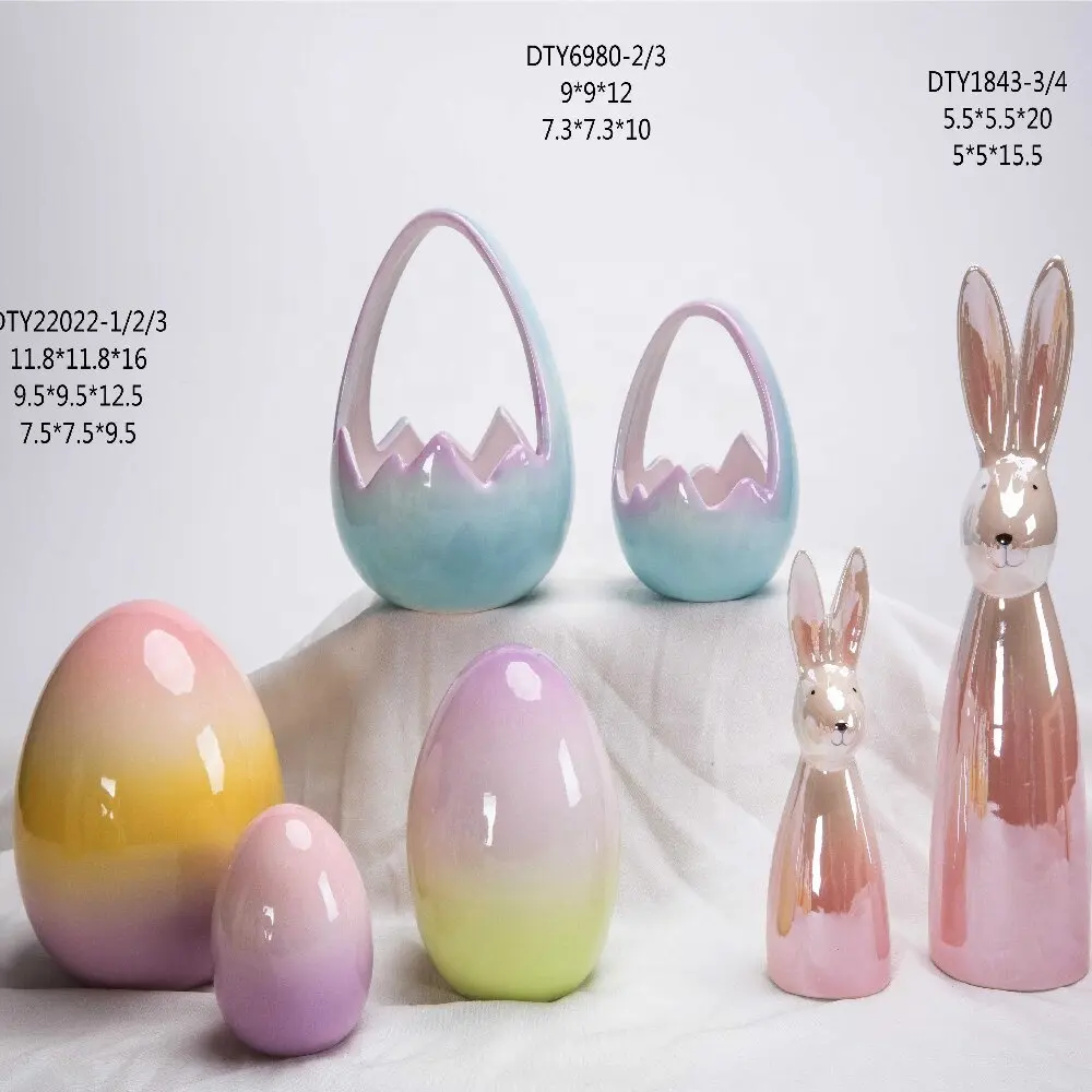 Lapin de Pâques en céramique belle couleur peinture lapin décoration de Pâques