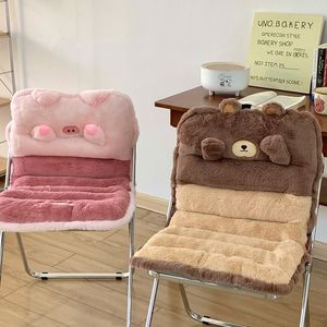<b>Cute</b> Animal Plush Seat And Back Cushion With Straps For Office Chair Lumbar Support Winter Use - Product Image 1