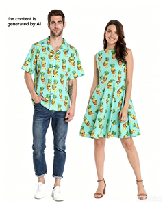 Camicie da uomo <span class=keywords><strong>Hawaiian</strong></span> <span class=keywords><strong>Luau</strong></span> e abiti da donna Vintage Fit e svasati svasati abiti coordinati polinesiani - Product Image 3