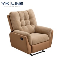 Fauteuil inclinable manuel en tissu et similicuir mélangés, fauteuil de salon individuel, chaise de loisirs capitonnée en velours côtelé, fauteuil à bascule