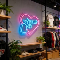 Neonawall En gros Enseigne néon LED personnalisée en forme de cœur, flexible USB, à fixer au mur, pour décoration murale de mariage, fête, maison, café