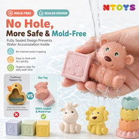 Ntoys Ensemble de jouets de bain à eau non perforés pour bébé, en paille de blé, jouets éducatifs empilables pour bébé, jouets de bain amusants, cadeaux