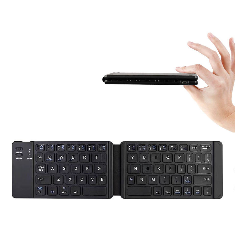 Faltbare kabellose Tastatur Wiederauf ladbare tragbare drahtlose Mini-Tastatur mit Touchpad-Maus für iOS Android Windows PC Tablet