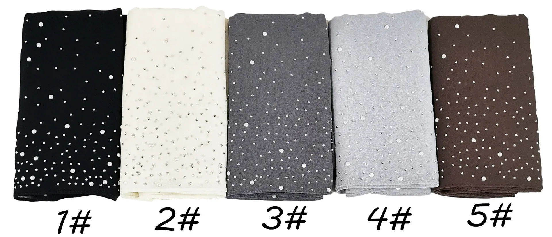 2022 New style custom polyester color rhinestone design morocco soft chiffon hijab scarf to wear